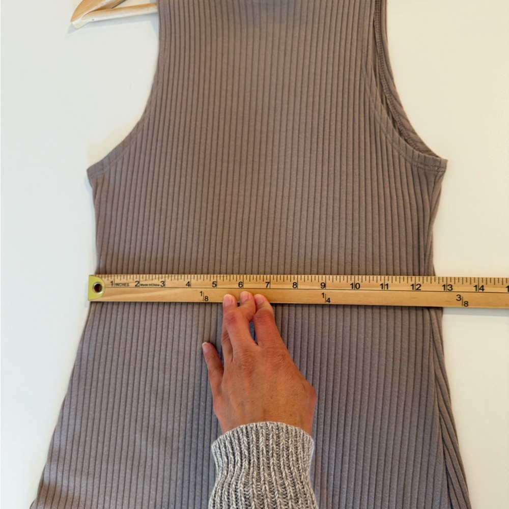 Beyond Yoga Well Traveled Taupe Rib Knit Athleisure Midi Dress Sz Small - Picture 15 of 16